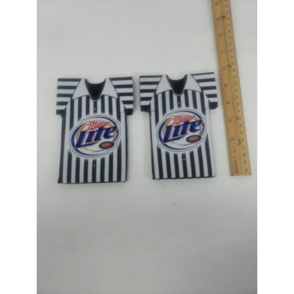 Miller Lite Referee Shirt Beer Bottle Sleeve Koozie NFL Black White Lot of Two